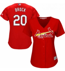 Womens Majestic St Louis Cardinals 20 Lou Brock Replica Red Alternate Cool Base MLB Jersey Womens Majestic St Louis Cardinals 20 Lou Brock Replica Red Alternate Cool Base MLB Jersey