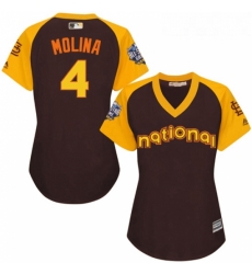 Womens Majestic St Louis Cardinals 4 Yadier Molina Authentic Brown 2016 All Star National League BP Cool Base MLB Jersey Womens Majestic St Louis Cardinals 4 Yadier Molina Authentic Brown 2016 All Star National League BP Cool Base MLB Jersey