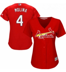 Womens Majestic St Louis Cardinals 4 Yadier Molina Replica Red Alternate Cool Base MLB Jersey Womens Majestic St Louis Cardinals 4 Yadier Molina Replica Red Alternate Cool Base MLB Jersey
