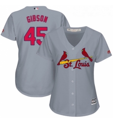 Womens Majestic St Louis Cardinals 45 Bob Gibson Authentic Grey Road Cool Base MLB Jersey Womens Majestic St Louis Cardinals 45 Bob Gibson Authentic Grey Road Cool Base MLB Jersey