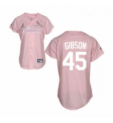 Womens Majestic St Louis Cardinals 45 Bob Gibson Replica Pink Fashion MLB Jersey Womens Majestic St Louis Cardinals 45 Bob Gibson Replica Pink Fashion MLB Jersey
