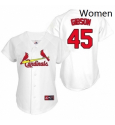 Womens Majestic St Louis Cardinals 45 Bob Gibson Replica White Home MLB Jersey Womens Majestic St Louis Cardinals 45 Bob Gibson Replica White Home MLB Jersey