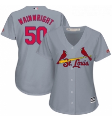 Womens Majestic St Louis Cardinals 50 Adam Wainwright Authentic Grey Road Cool Base MLB Jersey Womens Majestic St Louis Cardinals 50 Adam Wainwright Authentic Grey Road Cool Base MLB Jersey