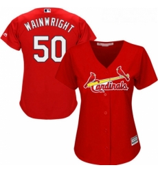 Womens Majestic St Louis Cardinals 50 Adam Wainwright Authentic Red Alternate Cool Base MLB Jersey Womens Majestic St Louis Cardinals 50 Adam Wainwright Authentic Red Alternate Cool Base MLB Jersey