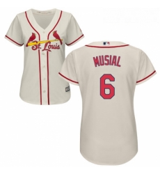 Womens Majestic St Louis Cardinals 6 Stan Musial Authentic Cream Alternate Cool Base MLB Jersey Womens Majestic St Louis Cardinals 6 Stan Musial Authentic Cream Alternate Cool Base MLB Jersey