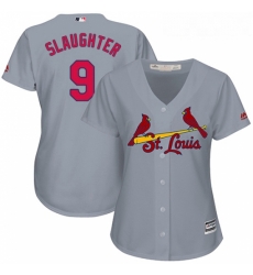 Womens Majestic St Louis Cardinals 9 Enos Slaughter Replica Grey Road Cool Base MLB Jersey Womens Majestic St Louis Cardinals 9 Enos Slaughter Replica Grey Road Cool Base MLB Jersey