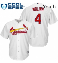 Youth Majestic St Louis Cardinals 4 Yadier Molina Replica White Home Cool Base MLB Jersey Youth Majestic St Louis Cardinals 4 Yadier Molina Replica White Home Cool Base MLB Jersey