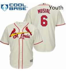 Youth Majestic St Louis Cardinals 6 Stan Musial Replica Cream Alternate Cool Base MLB Jersey Youth Majestic St Louis Cardinals 6 Stan Musial Replica Cream Alternate Cool Base MLB Jersey