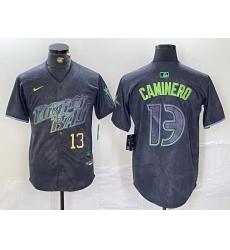 Men Tampa Bay Rays 13 Junior Caminero Charcoal 2024 City Connect Limited Stitched jerseys 3 Men Tampa Bay Rays 13 Junior Caminero Charcoal 2024 City Connect Limited Stitched jerseys 3