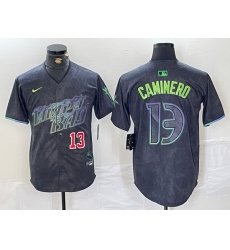 Men Tampa Bay Rays 13 Junior Caminero Charcoal 2024 City Connect Limited Stitched jerseys Men Tampa Bay Rays 13 Junior Caminero Charcoal 2024 City Connect Limited Stitched jerseys