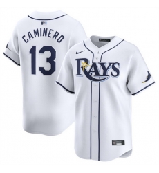 Men Tampa Bay Rays 13 Junior Caminero White 2024 Home Limited Stitched Baseball Jersey