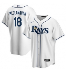 Men Tampa Bay Rays 18 Shane McClanahan White Cool Base Stitched Baseball Jersey Men Tampa Bay Rays 18 Shane McClanahan White Cool Base Stitched Baseball Jersey