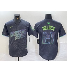 Men Tampa Bay Rays 21 Jonny DeLuca Charcoal 2024 City Connect Limited Stitched jerseys 2 Men Tampa Bay Rays 21 Jonny DeLuca Charcoal 2024 City Connect Limited Stitched jerseys 2