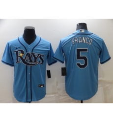 Men Tampa Bay Rays 5 Wander Franco Blue Cool Base Stitched Baseball Jerse Men Tampa Bay Rays 5 Wander Franco Blue Cool Base Stitched Baseball Jerse
