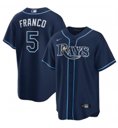 Men Tampa Bay Rays 5 Wander Franco Navy Cool Base Stitched Baseball Jersey Men Tampa Bay Rays 5 Wander Franco Navy Cool Base Stitched Baseball Jersey