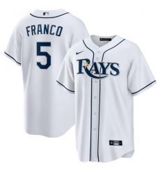 Men Tampa Bay Rays 5 Wander Franco White Cool Base Stitched Baseball Jersey Men Tampa Bay Rays 5 Wander Franco White Cool Base Stitched Baseball Jersey
