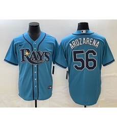 Men Tampa Bay Rays 56 Randy Arozarena Blue Cool Base Stitched Baseball Jersey 2 Men Tampa Bay Rays 56 Randy Arozarena Blue Cool Base Stitched Baseball Jersey 2