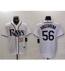 Men Tampa Bay Rays 56 Randy Arozarena White Cool Base Stitched Baseball Jersey 3 Men Tampa Bay Rays 56 Randy Arozarena White Cool Base Stitched Baseball Jersey 3