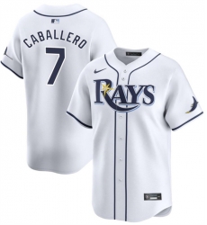 Men Tampa Bay Rays 7 Jose Caballero White Home Limited Stitched Baseball Jersey Men Tampa Bay Rays 7 Jose Caballero White Home Limited Stitched Baseball Jersey