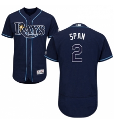 Mens Majestic Tampa Bay Rays 2 Denard Span Navy Blue Alternate Flex Base Authentic Collection MLB Jersey Mens Majestic Tampa Bay Rays 2 Denard Span Navy Blue Alternate Flex Base Authentic Collection MLB Jersey