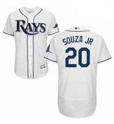 Mens Majestic Tampa Bay Rays 20 Steven Souza Home White Flexbase Authentic Collection MLB Jersey Mens Majestic Tampa Bay Rays 20 Steven Souza Home White Flexbase Authentic Collection MLB Jersey