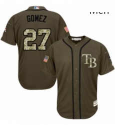 Mens Majestic Tampa Bay Rays 27 Carlos Gomez Replica Green Salute to Service MLB Jersey Mens Majestic Tampa Bay Rays 27 Carlos Gomez Replica Green Salute to Service MLB Jersey