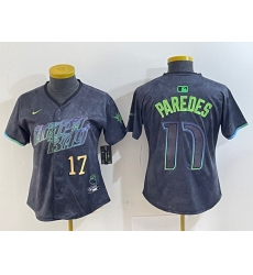 Women Tampa Bay Rays 17 Isaac Paredes Charcoal 2024 City Connect Limited Stitched Baseball Jersey Women Tampa Bay Rays 17 Isaac Paredes Charcoal 2024 City Connect Limited Stitched Baseball Jersey