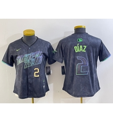 Women Tampa Bay Rays 2 Yandy Diaz Charcoal 2024 City Connect Limited Stitched Baseball Jersey 2 Women Tampa Bay Rays 2 Yandy Diaz Charcoal 2024 City Connect Limited Stitched Baseball Jersey 2