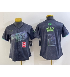 Women Tampa Bay Rays 2 Yandy Diaz Charcoal 2024 City Connect Limited Stitched Baseball Jersey 3 Women Tampa Bay Rays 2 Yandy Diaz Charcoal 2024 City Connect Limited Stitched Baseball Jersey 3