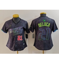 Women Tampa Bay Rays 21 Jonny DeLuca Charcoal 2024 City Connect Limited Stitched Baseball Jersey 1 Women Tampa Bay Rays 21 Jonny DeLuca Charcoal 2024 City Connect Limited Stitched Baseball Jersey 1
