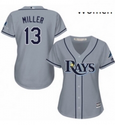 Womens Majestic Tampa Bay Rays 13 Brad Miller Authentic Grey Road Cool Base MLB Jersey Womens Majestic Tampa Bay Rays 13 Brad Miller Authentic Grey Road Cool Base MLB Jersey