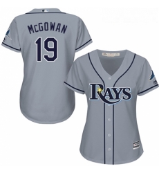 Womens Majestic Tampa Bay Rays 19 Dustin McGowan Replica Grey Road Cool Base MLB Jersey Womens Majestic Tampa Bay Rays 19 Dustin McGowan Replica Grey Road Cool Base MLB Jersey