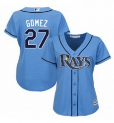 Womens Majestic Tampa Bay Rays 27 Carlos Gomez Authentic Light Blue Alternate 2 Cool Base MLB Jersey Womens Majestic Tampa Bay Rays 27 Carlos Gomez Authentic Light Blue Alternate 2 Cool Base MLB Jersey