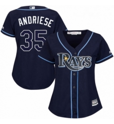 Womens Majestic Tampa Bay Rays 35 Matt Andriese Replica Navy Blue Alternate Cool Base MLB Jersey Womens Majestic Tampa Bay Rays 35 Matt Andriese Replica Navy Blue Alternate Cool Base MLB Jersey