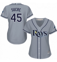 Womens Majestic Tampa Bay Rays 45 Jesus Sucre Replica Grey Road Cool Base MLB Jersey Womens Majestic Tampa Bay Rays 45 Jesus Sucre Replica Grey Road Cool Base MLB Jersey