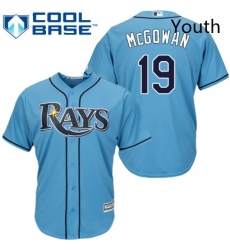 Youth Majestic Tampa Bay Rays 19 Dustin McGowan Authentic Light Blue Alternate 2 Cool Base MLB Jersey Youth Majestic Tampa Bay Rays 19 Dustin McGowan Authentic Light Blue Alternate 2 Cool Base MLB Jersey
