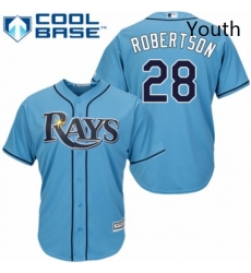 Youth Majestic Tampa Bay Rays 28 Daniel Robertson Replica Light Blue Alternate 2 Cool Base MLB Jersey 