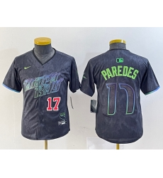 Youth Tampa Bay Rays 17 Isaac Paredes Charcoal 2024 City Connect Limited Stitched Baseball Jersey 2 Youth Tampa Bay Rays 17 Isaac Paredes Charcoal 2024 City Connect Limited Stitched Baseball Jersey 2