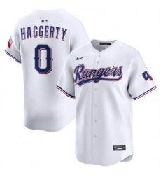 Men Texas Rangers 0 Sam Haggerty White Home Limited Stitched Baseball Jersey