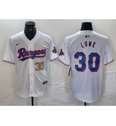 Men Texas Rangers 30 Nathaniel Lowe White Gold Cool Base Stitched Baseball Jersey 8 Men Texas Rangers 30 Nathaniel Lowe White Gold Cool Base Stitched Baseball Jersey 8