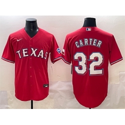 Men Texas Rangers 32 Evan Carter Red Cool Base Stitched Baseball Jersey