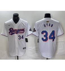 Men Texas Rangers 34 Nolan Ryan Number White 2024 Gold Collection Limited Cool Base Jerseys Men Texas Rangers 34 Nolan Ryan Number White 2024 Gold Collection Limited Cool Base Jerseys