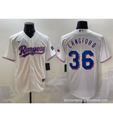 Men Texas Rangers 36 Wyatt Langford White Cool Base Stitched Baseball Jersey Men Texas Rangers 36 Wyatt Langford White Cool Base Stitched Baseball Jersey