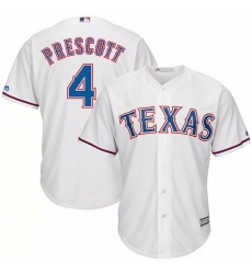 Men Texas Rangers 4 Dak Prescott White Cool Base Stitched Baseball Jerse Men Texas Rangers 4 Dak Prescott White Cool Base Stitched Baseball Jerse