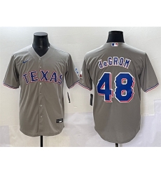 Men Texas Rangers 48 Jacob DeGrom Grey With Patch Cool Base Stitched Baseball Jersey Men Texas Rangers 48 Jacob DeGrom Grey With Patch Cool Base Stitched Baseball Jersey