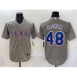 Men Texas Rangers 48 Jacob DeGrom Grey With Patch Cool Base Stitched Baseball Jersey