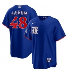 Men Texas Rangers 48 Jacob DeGrom Royal 2023 City Connect Stitched Baseball Jersey Men Texas Rangers 48 Jacob DeGrom Royal 2023 City Connect Stitched Baseball Jersey
