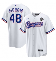 Men Texas Rangers 48 Jacob DeGrom White 2023 World Series Cool Base Stitched Baseball Jersey Men Texas Rangers 48 Jacob DeGrom White 2023 World Series Cool Base Stitched Baseball Jersey
