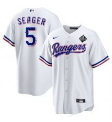 Men Texas Rangers 5 Corey Seager White 2023 World Series Stitched Baseball Jersey Men Texas Rangers 5 Corey Seager White 2023 World Series Stitched Baseball Jersey