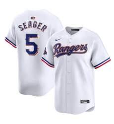 Men Texas Rangers 5 Corey Seager White 2024 Gold Collection Cool Base Stitched Baseball Jersey Men Texas Rangers 5 Corey Seager White 2024 Gold Collection Cool Base Stitched Baseball Jersey